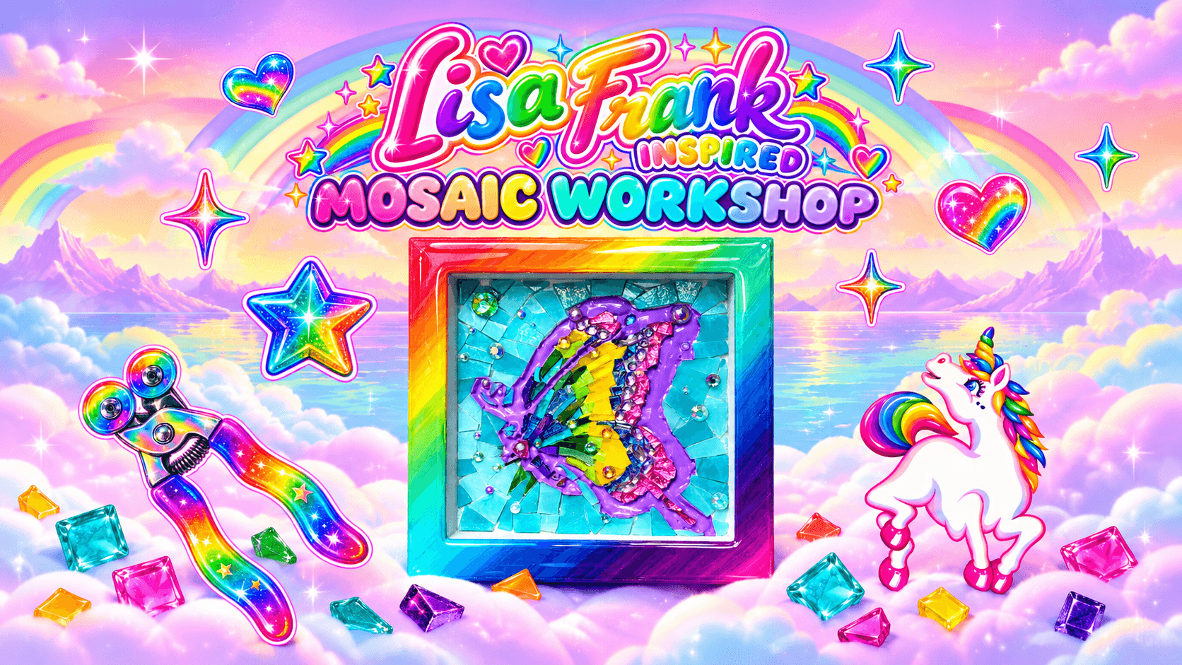 Lisa Frank-inspired Mosaic Workshop💕🧡💛💚