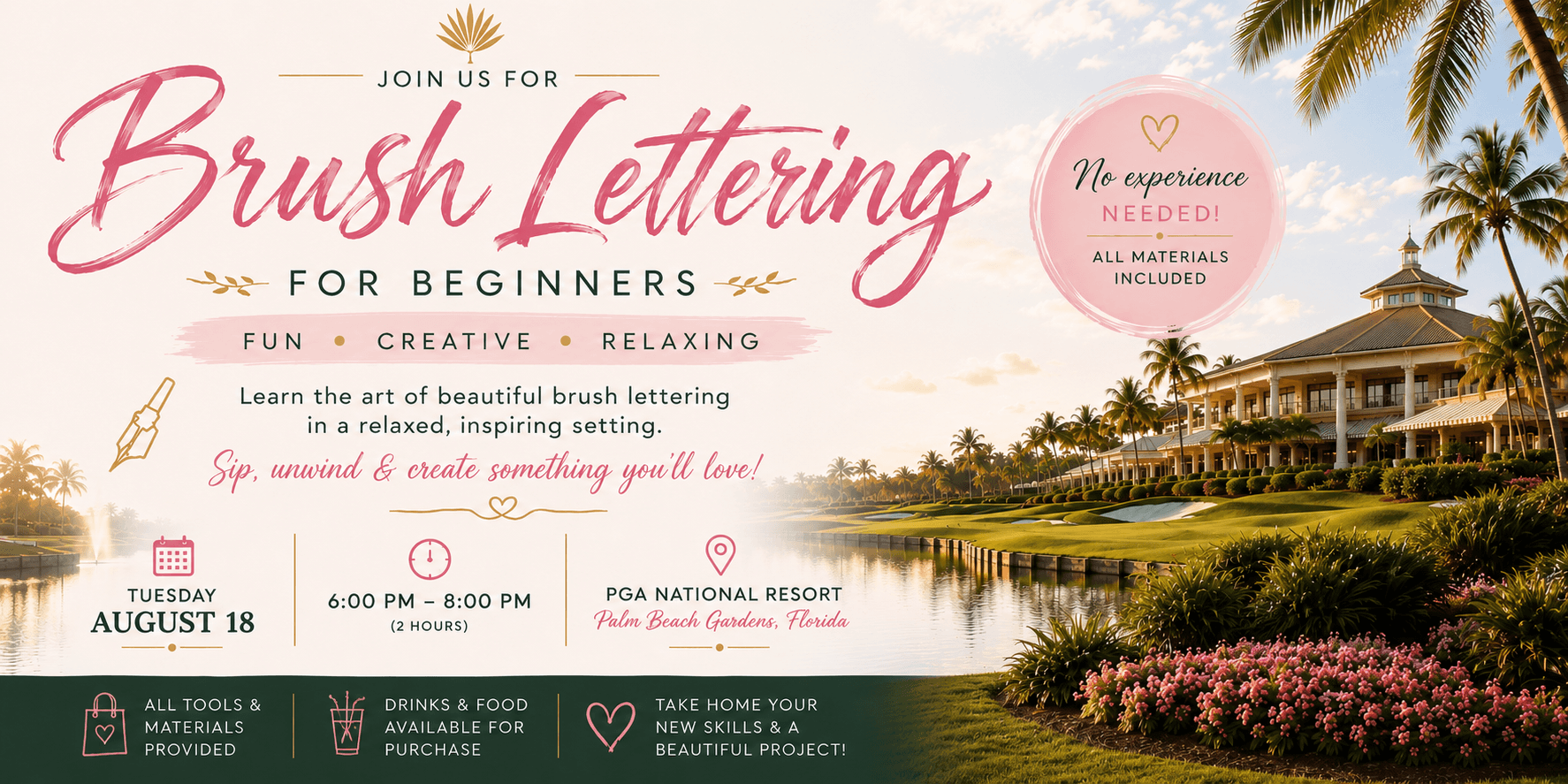 Brush Lettering Class at PGA National Resort