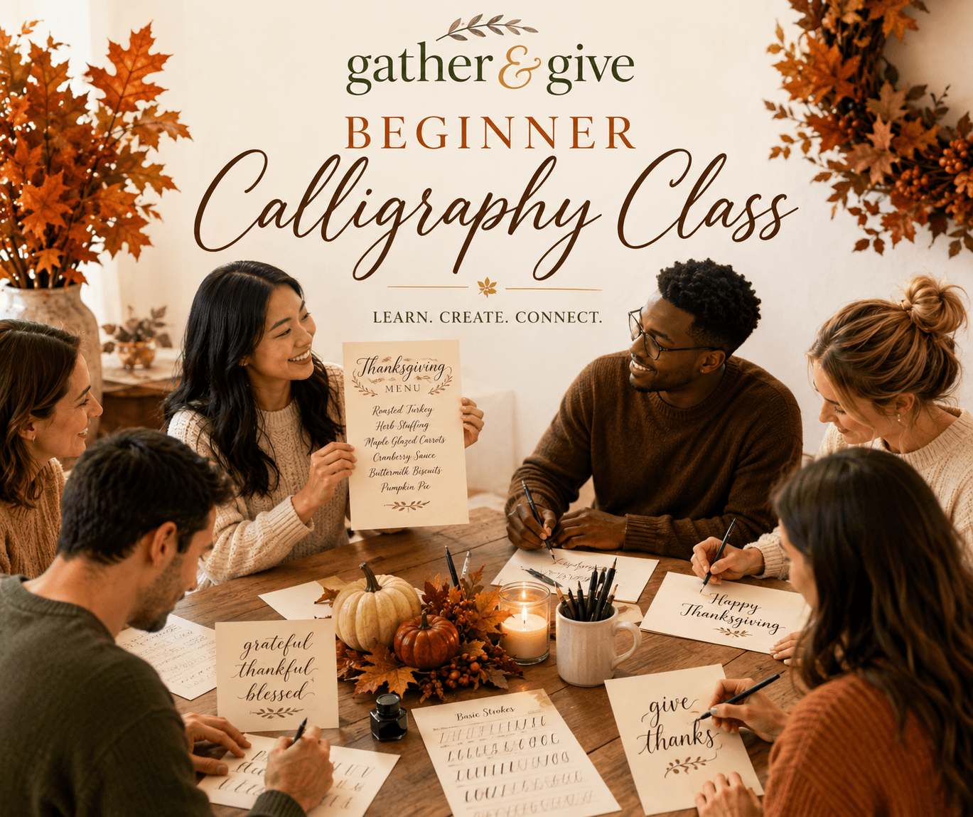 Beginner Calligraphy & Holiday Table Decor