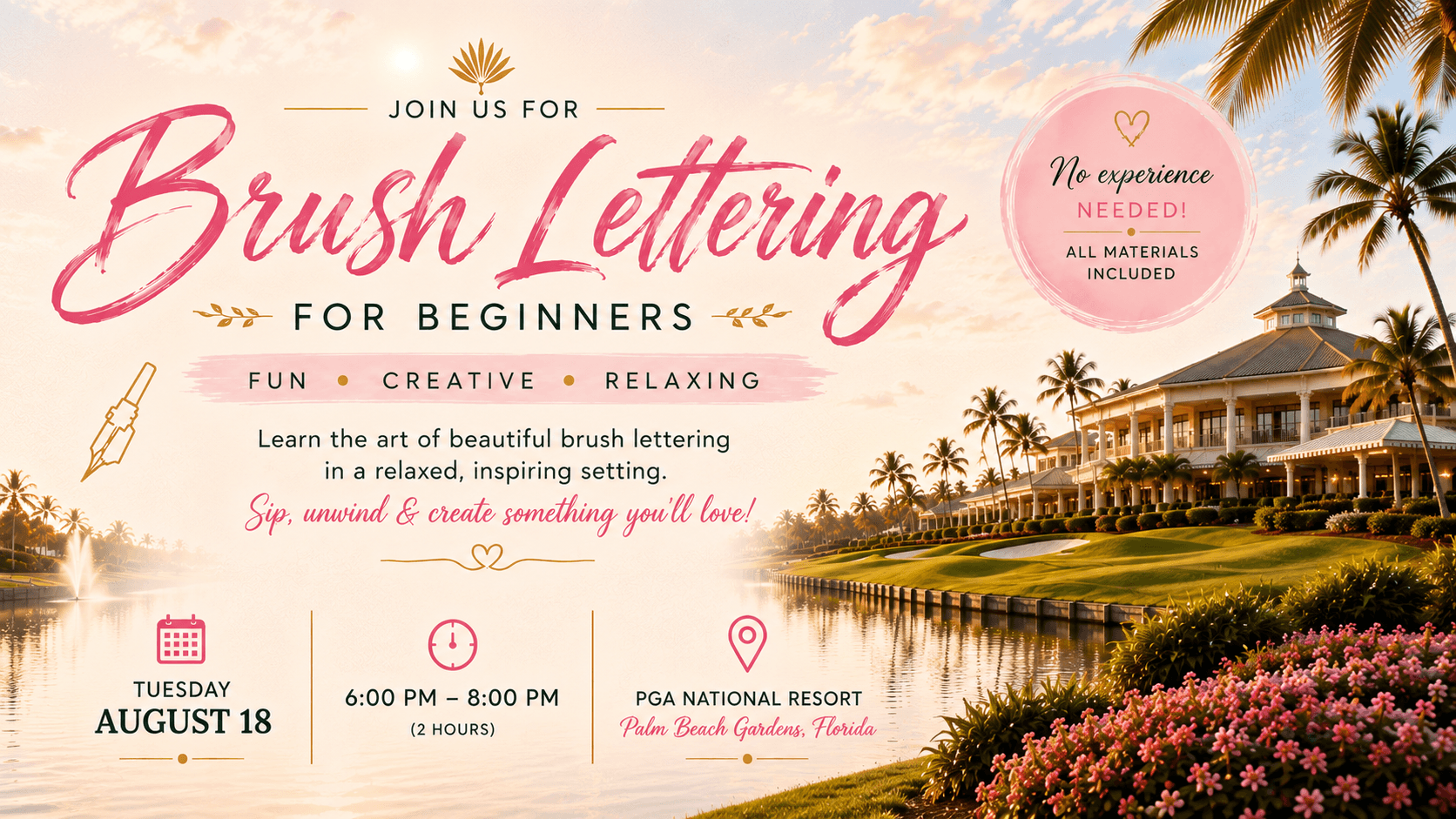 Brush Lettering Class at PGA National Resort